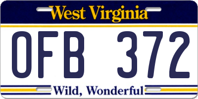WV license plate OFB372