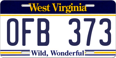 WV license plate OFB373