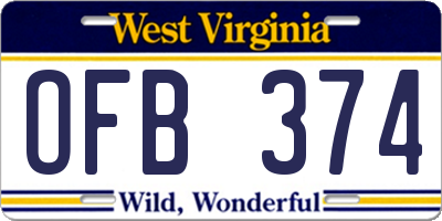 WV license plate OFB374