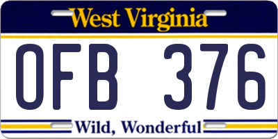 WV license plate OFB376
