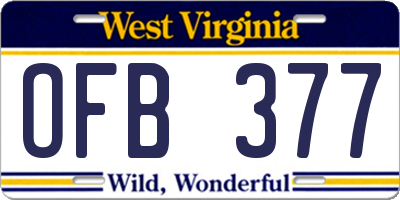 WV license plate OFB377