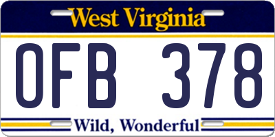 WV license plate OFB378