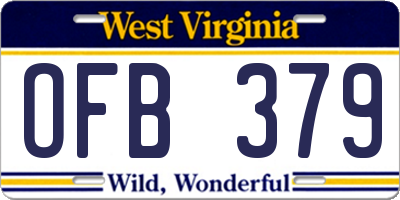 WV license plate OFB379