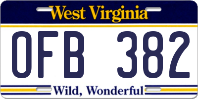 WV license plate OFB382