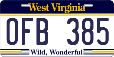WV license plate OFB385