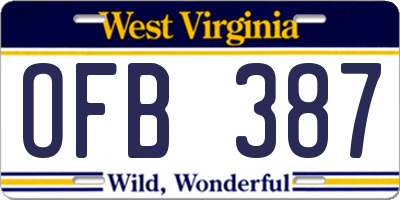 WV license plate OFB387