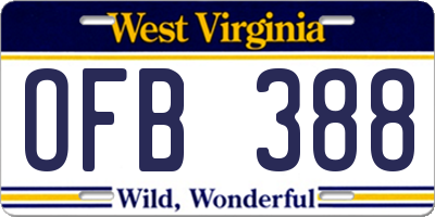 WV license plate OFB388