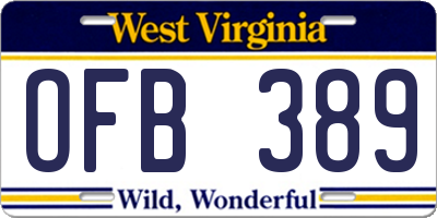 WV license plate OFB389