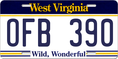 WV license plate OFB390