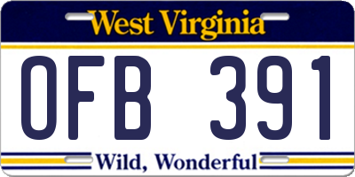 WV license plate OFB391