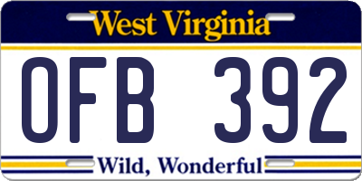 WV license plate OFB392