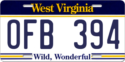 WV license plate OFB394