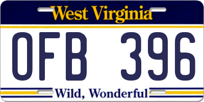 WV license plate OFB396