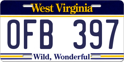 WV license plate OFB397