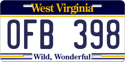 WV license plate OFB398