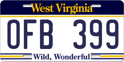WV license plate OFB399