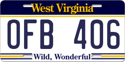 WV license plate OFB406