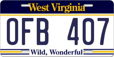 WV license plate OFB407
