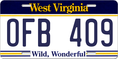 WV license plate OFB409