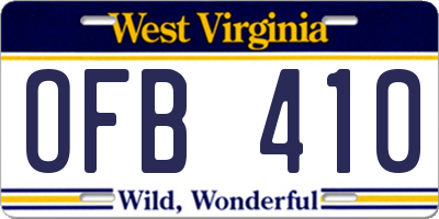 WV license plate OFB410
