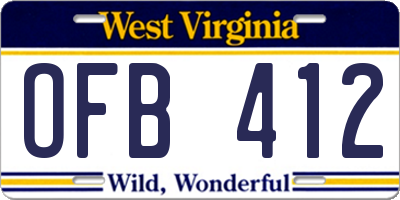 WV license plate OFB412