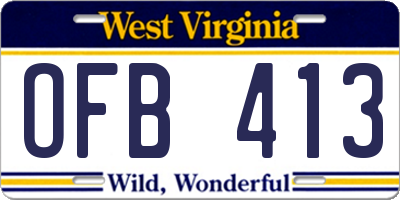 WV license plate OFB413