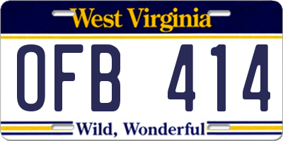 WV license plate OFB414