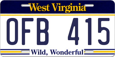 WV license plate OFB415