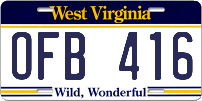 WV license plate OFB416