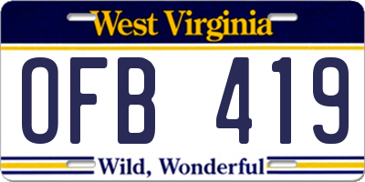 WV license plate OFB419
