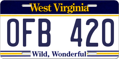 WV license plate OFB420