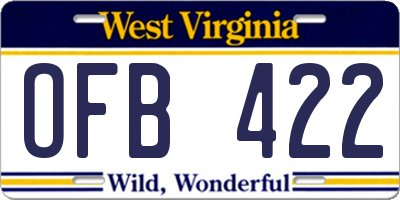 WV license plate OFB422