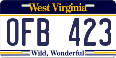 WV license plate OFB423