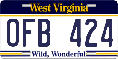 WV license plate OFB424