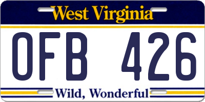 WV license plate OFB426