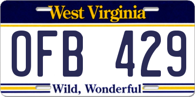 WV license plate OFB429