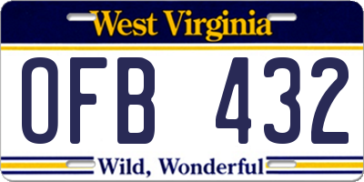 WV license plate OFB432
