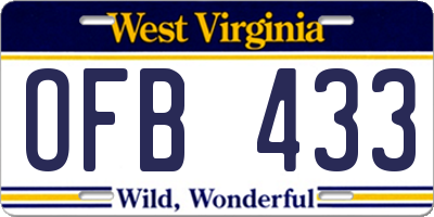 WV license plate OFB433
