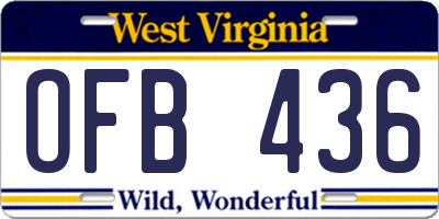 WV license plate OFB436