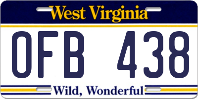WV license plate OFB438