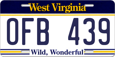 WV license plate OFB439