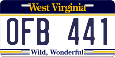 WV license plate OFB441