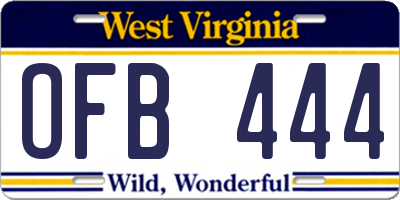 WV license plate OFB444