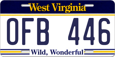 WV license plate OFB446