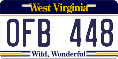 WV license plate OFB448