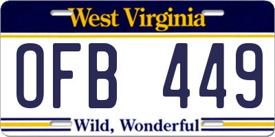 WV license plate OFB449