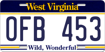 WV license plate OFB453