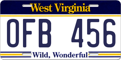 WV license plate OFB456