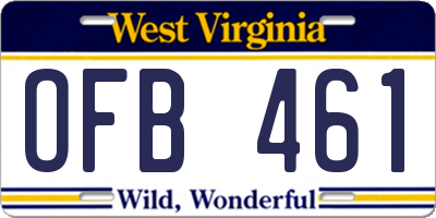 WV license plate OFB461
