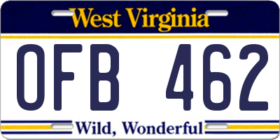 WV license plate OFB462
